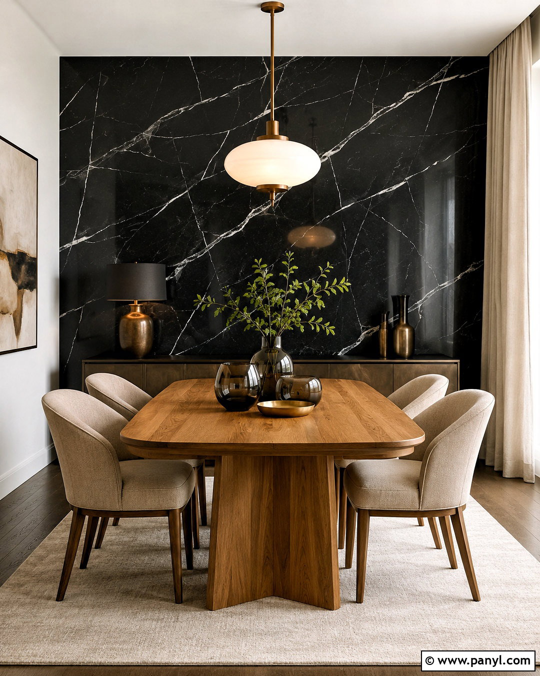 Black Marble Dining Room Wall - 20 marble wall decor ideas