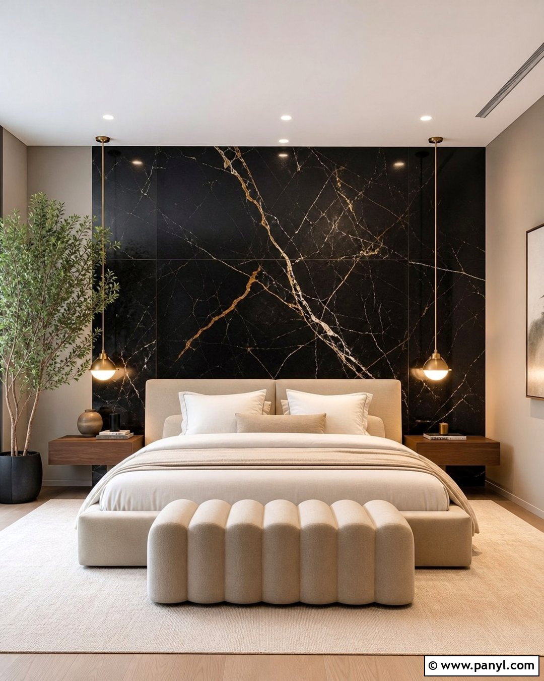 Black Marble Feature Wall Bedroom - 35 black feature wall bedroom ideas