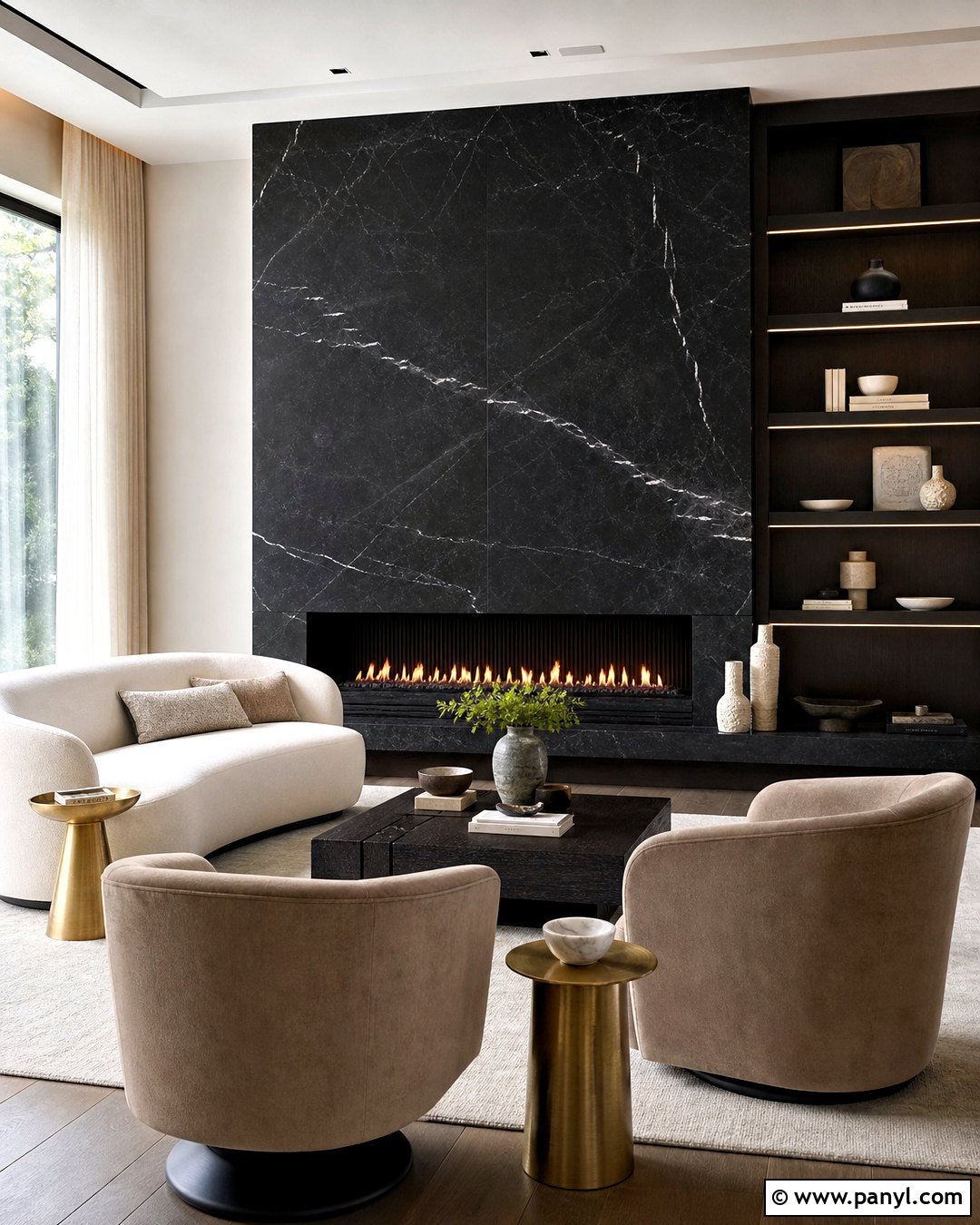 Black Marble Fireplace Wall - 20 black statement wall ideas