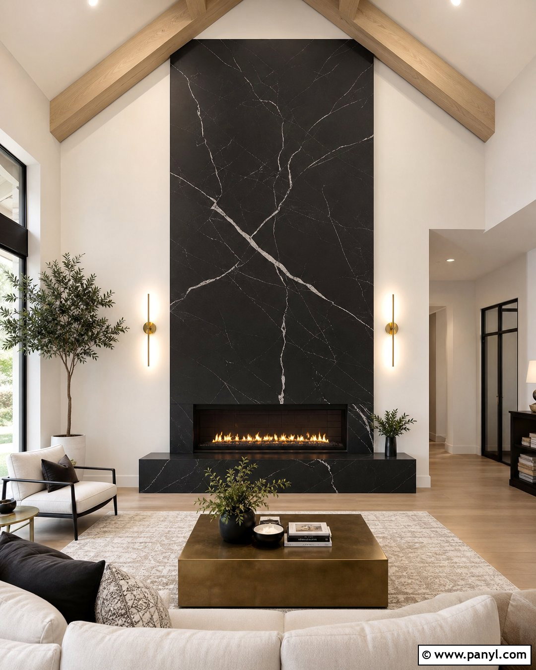 Black Marble Fireplace Wall - 20 Black Accent Wall Fireplace Ideas