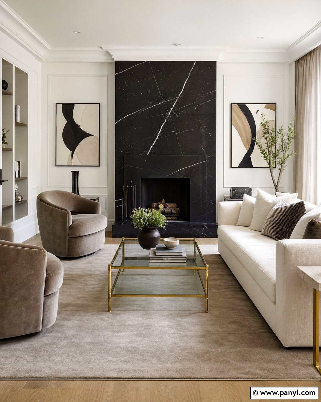 Black Marble Fireplace With White Walls - 35 Black Fireplace White Walls