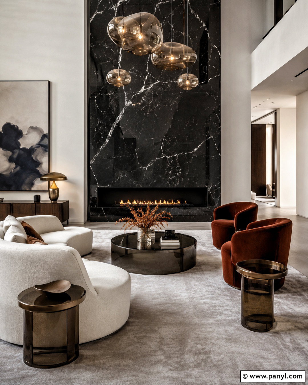 Black Marble Fireplace - 20 moody fireplace ideas