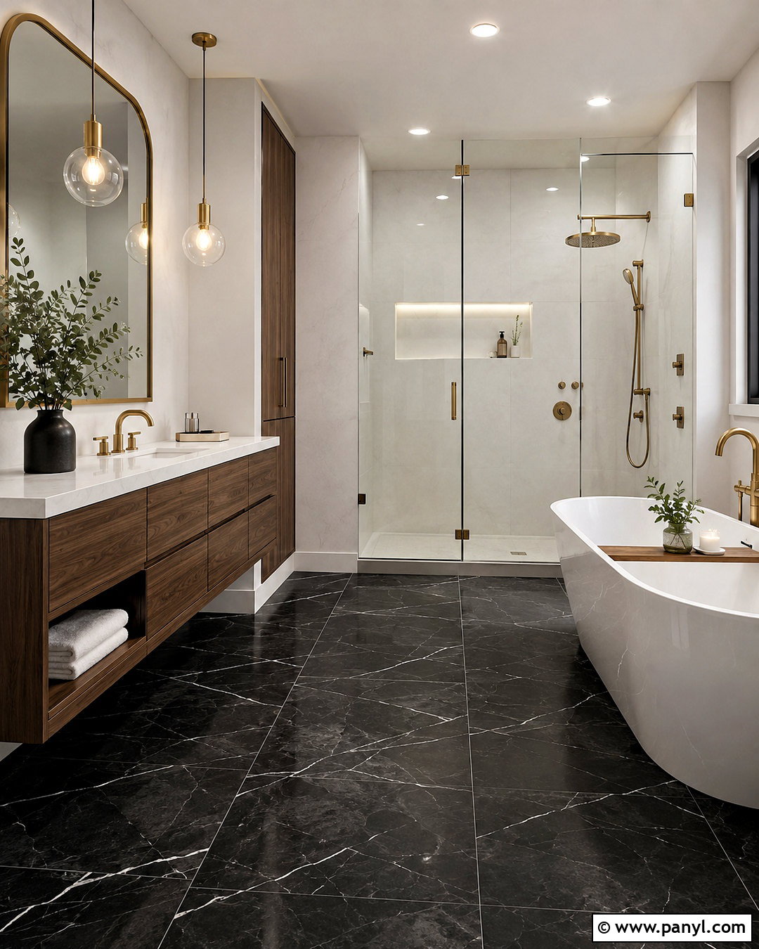 Black Marble Pattern Bathroom Tile - 20 black and white pattern tile bathroom ideas