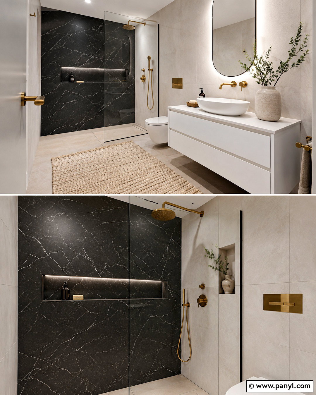 Black Marble Shower Wall Bathroom - 20 black wall bathroom small spaces