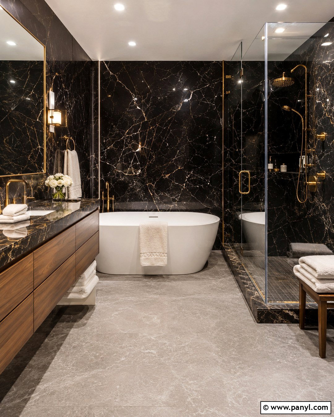 Black Marble Spa Room - 20 Black Wall Spa Room Ideas