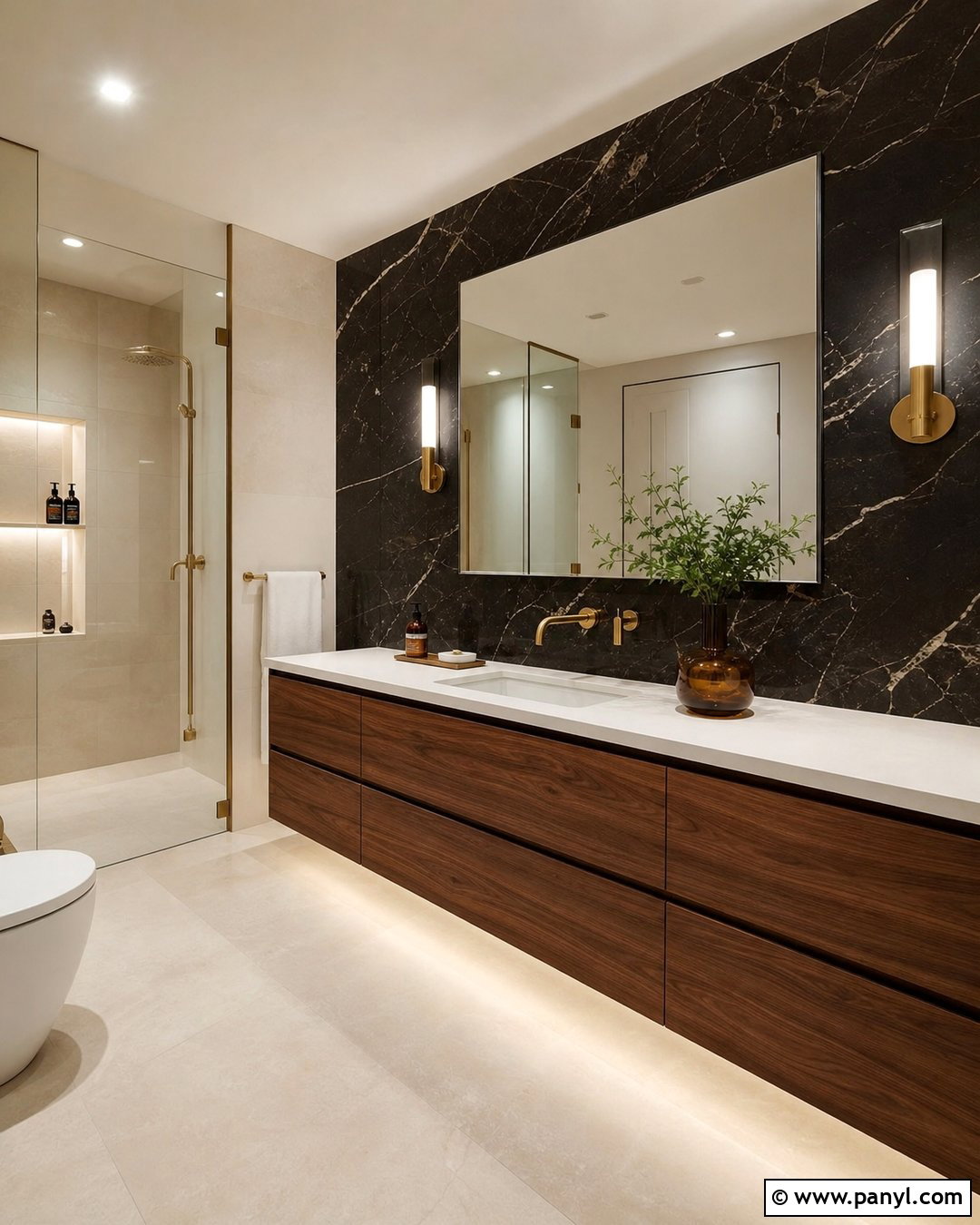 Black Marble Wall Bathroom Vanity - 20 Modern Bathroom Vanity With Black Wall Ideas