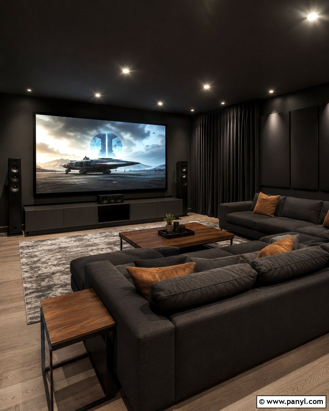 Black Media Room Walls And Ceiling - 20 Black Wall Black Ceiling Ideas