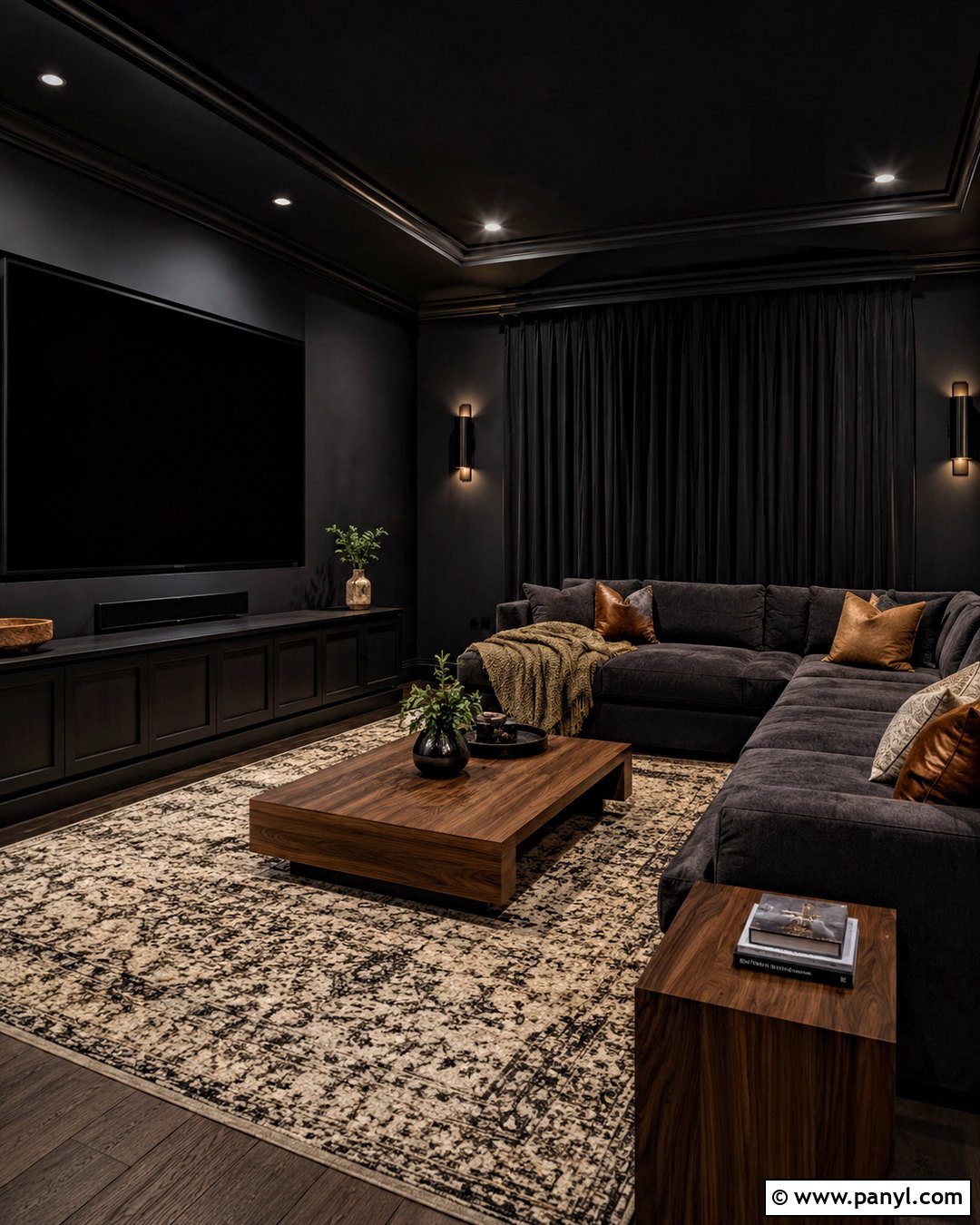 Black Media Room Walls - 40 Black Painted Walls