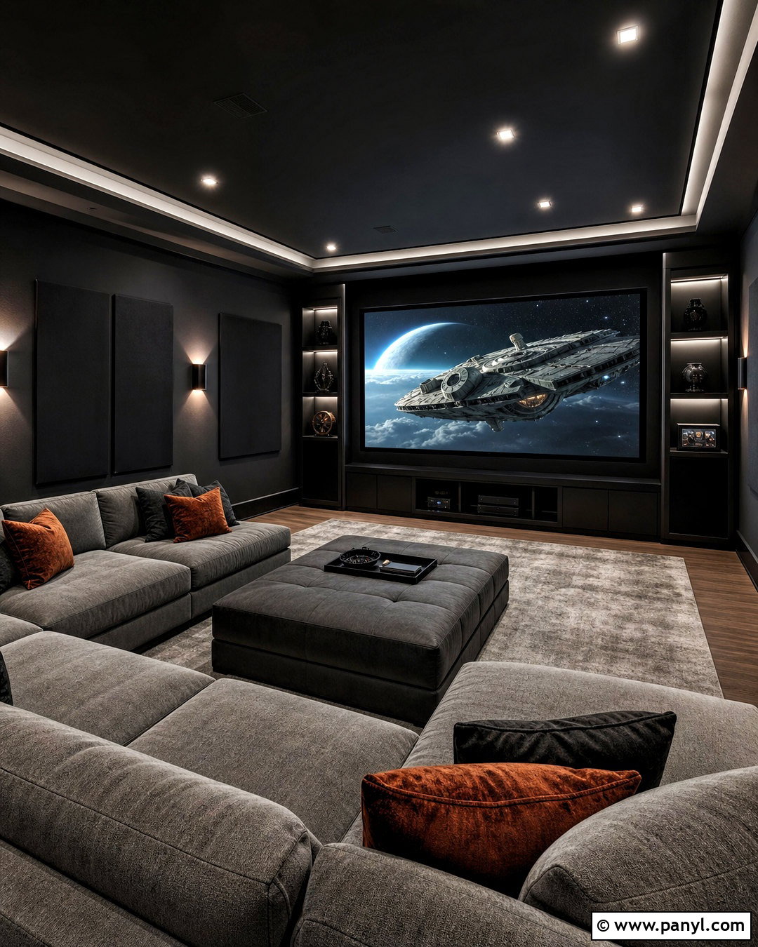 Black Media Room With Sectional Seating - 20 black room design ideas