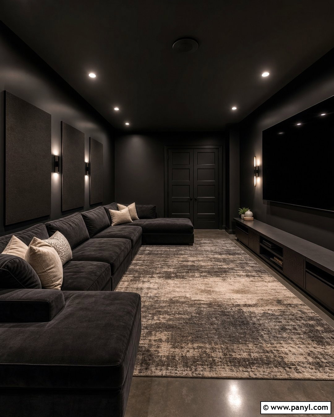 Black Media Room - 35 black painted room ideas