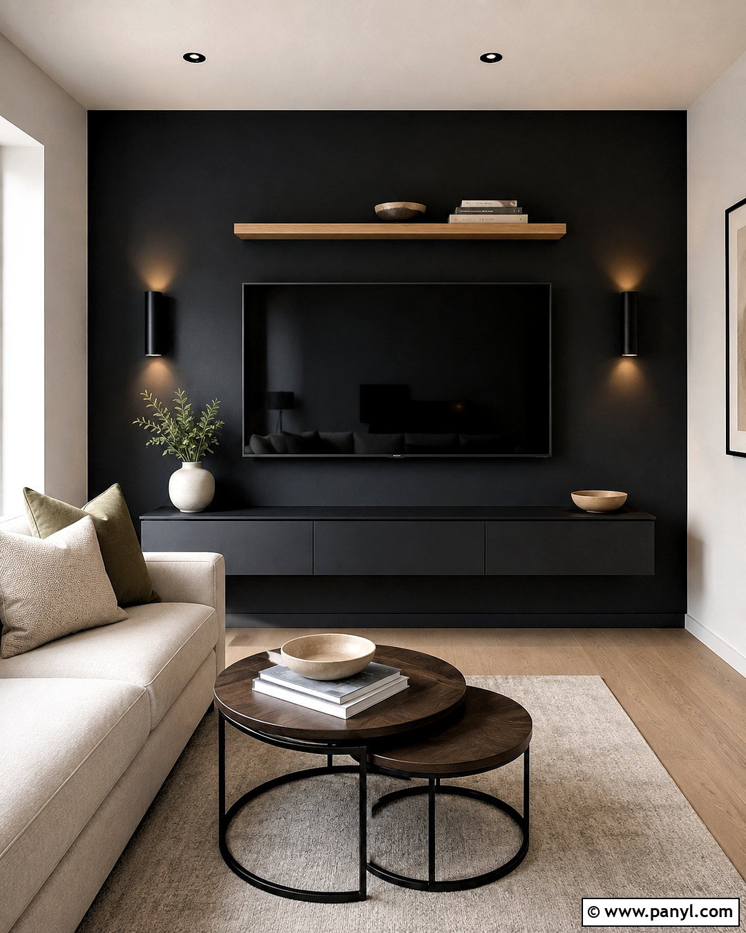 Black Media Wall For Small Living Room - 20 black media wall ideas