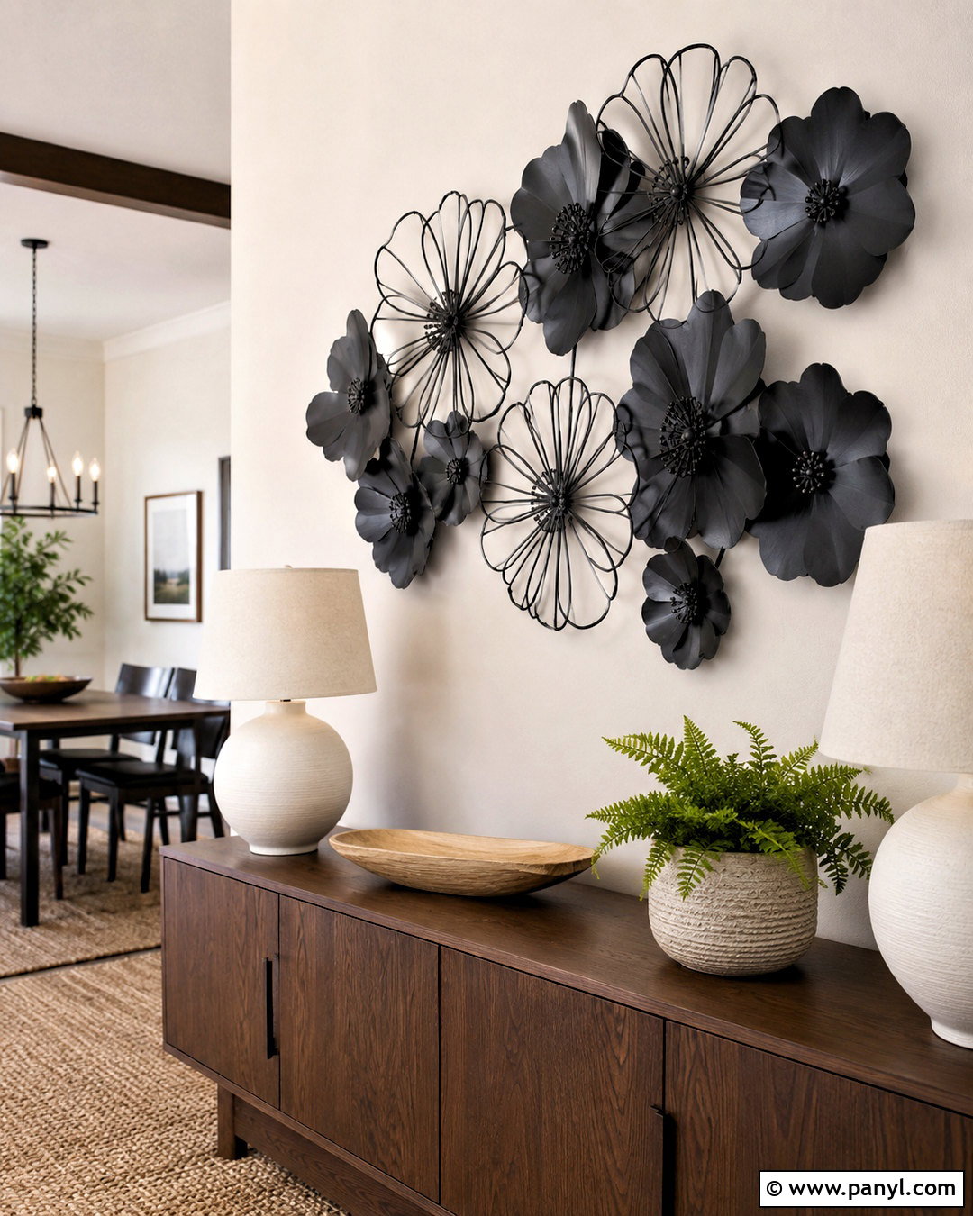 Black Metal Flower Wall - 20 black flower wall ideas