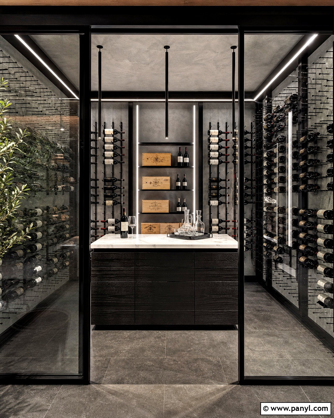 Black Metal Wine Cellar - 20 high end custom residential wine cellars