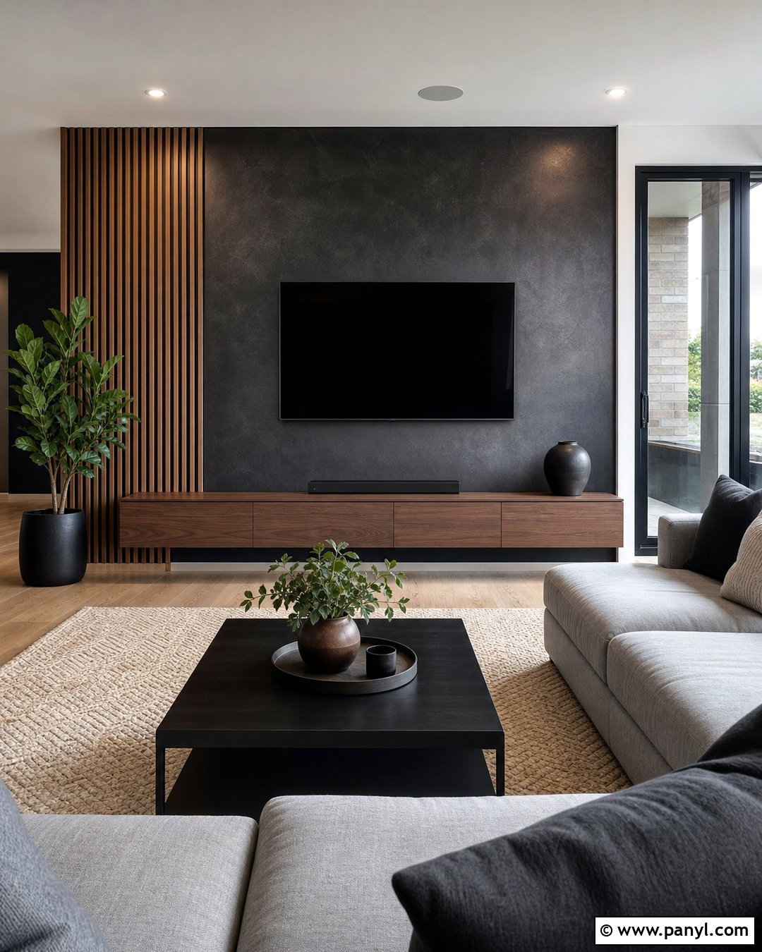 Black Metallic Paint TV Wall - 20 Metallic Paint Feature Wall Ideas