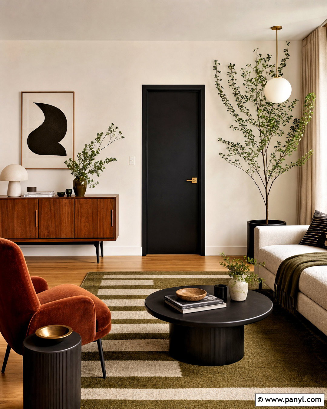 Black Midcentury Door With Black Trim - 20 black interior doors with black trim ideas