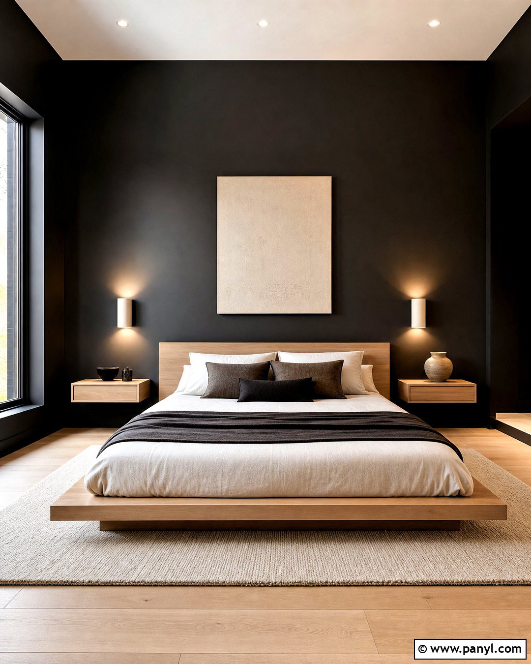 Black Minimalist Bedroom - 20 black painted bedroom ideas