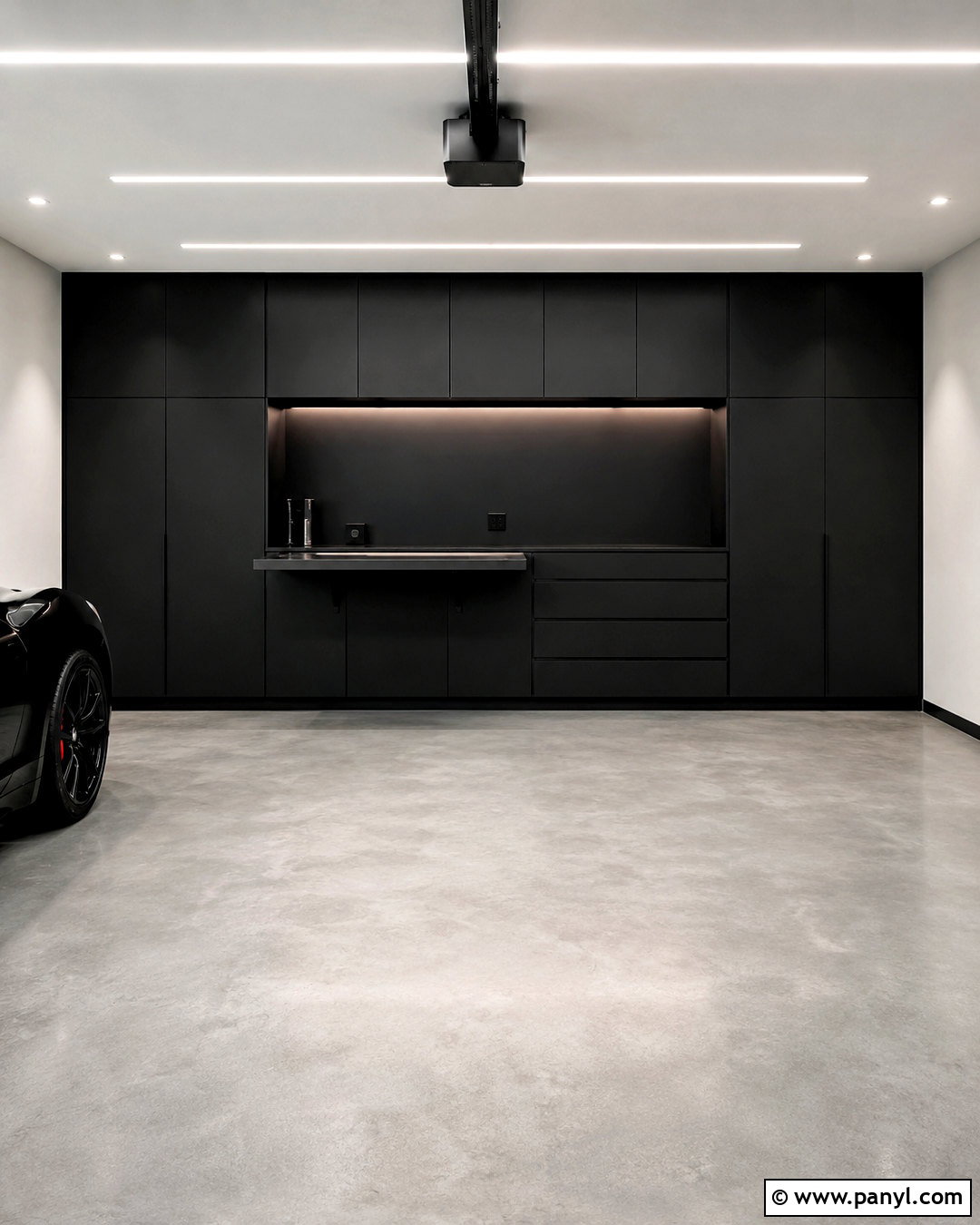 Black Minimalist Garage Interior - 20 black garage interior ideas