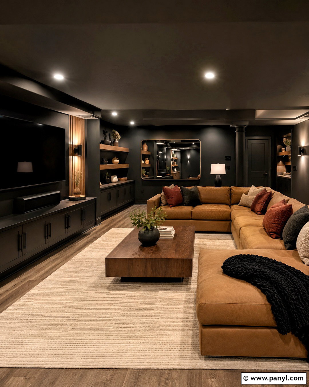 Black Modern Basement Lounge - 20 black modern room ideas
