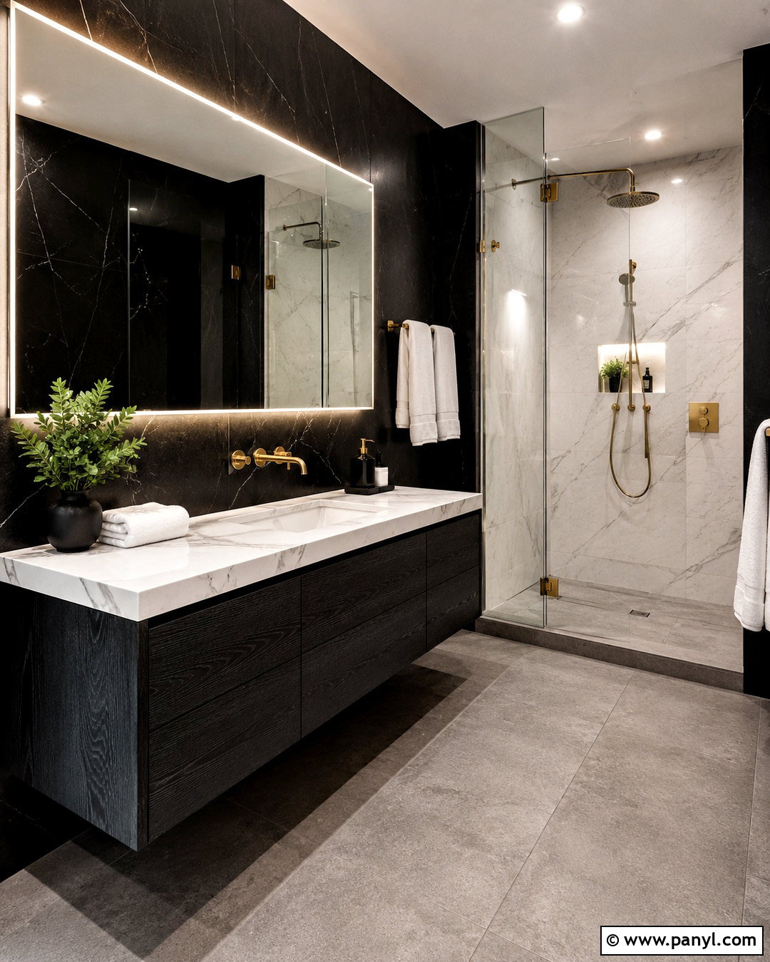 Black Modern Bathroom With Marble - 20 black modern room ideas