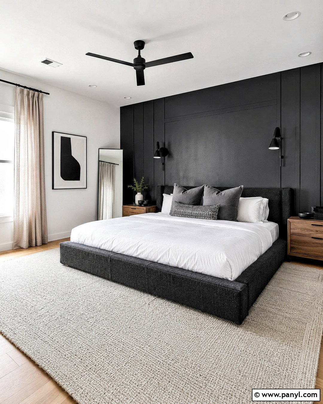 Black Modern Bedroom With White Bedding - 20 black modern room ideas
