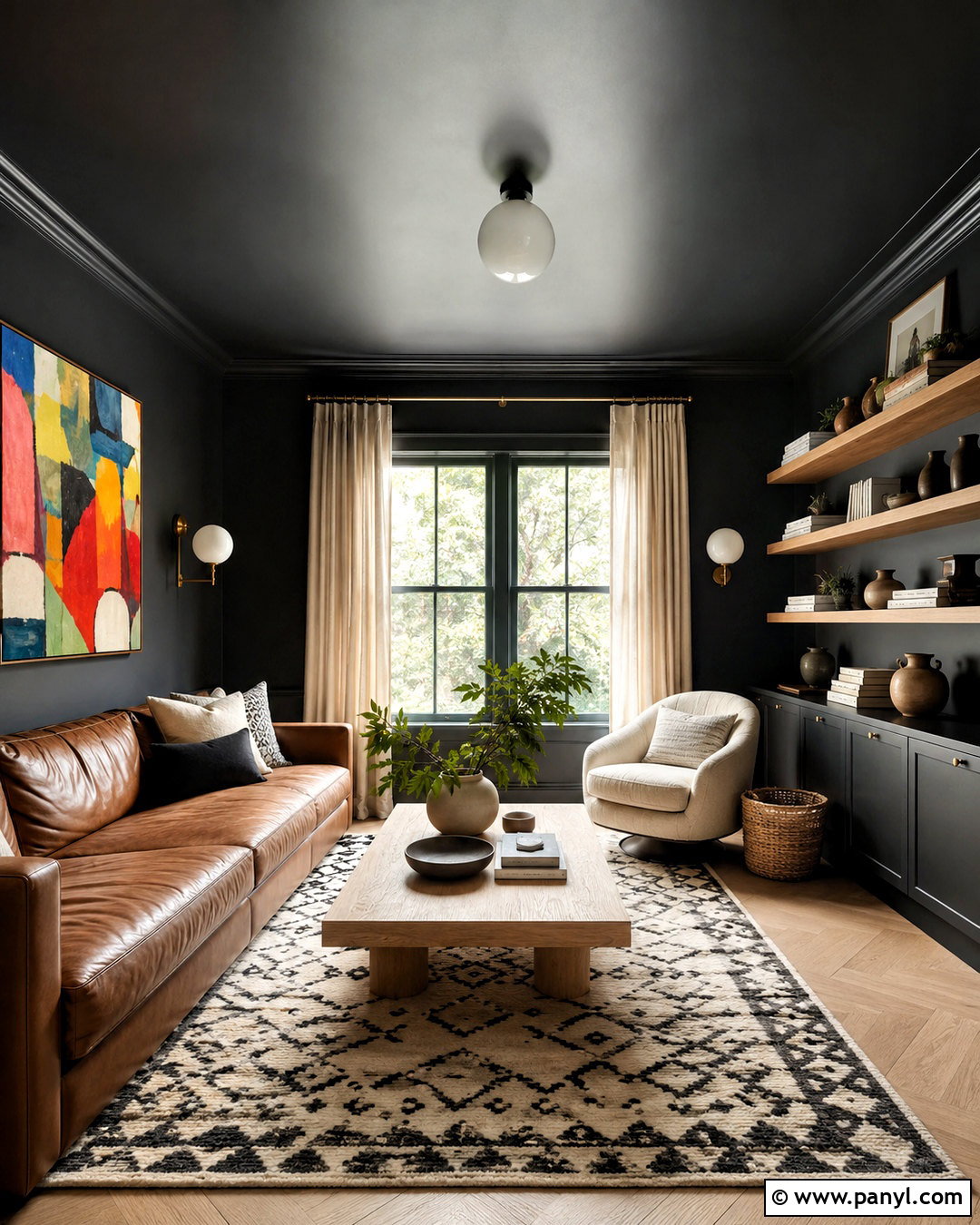 Black Modern Den Ceiling And Walls - 20 ceiling painted same color as walls