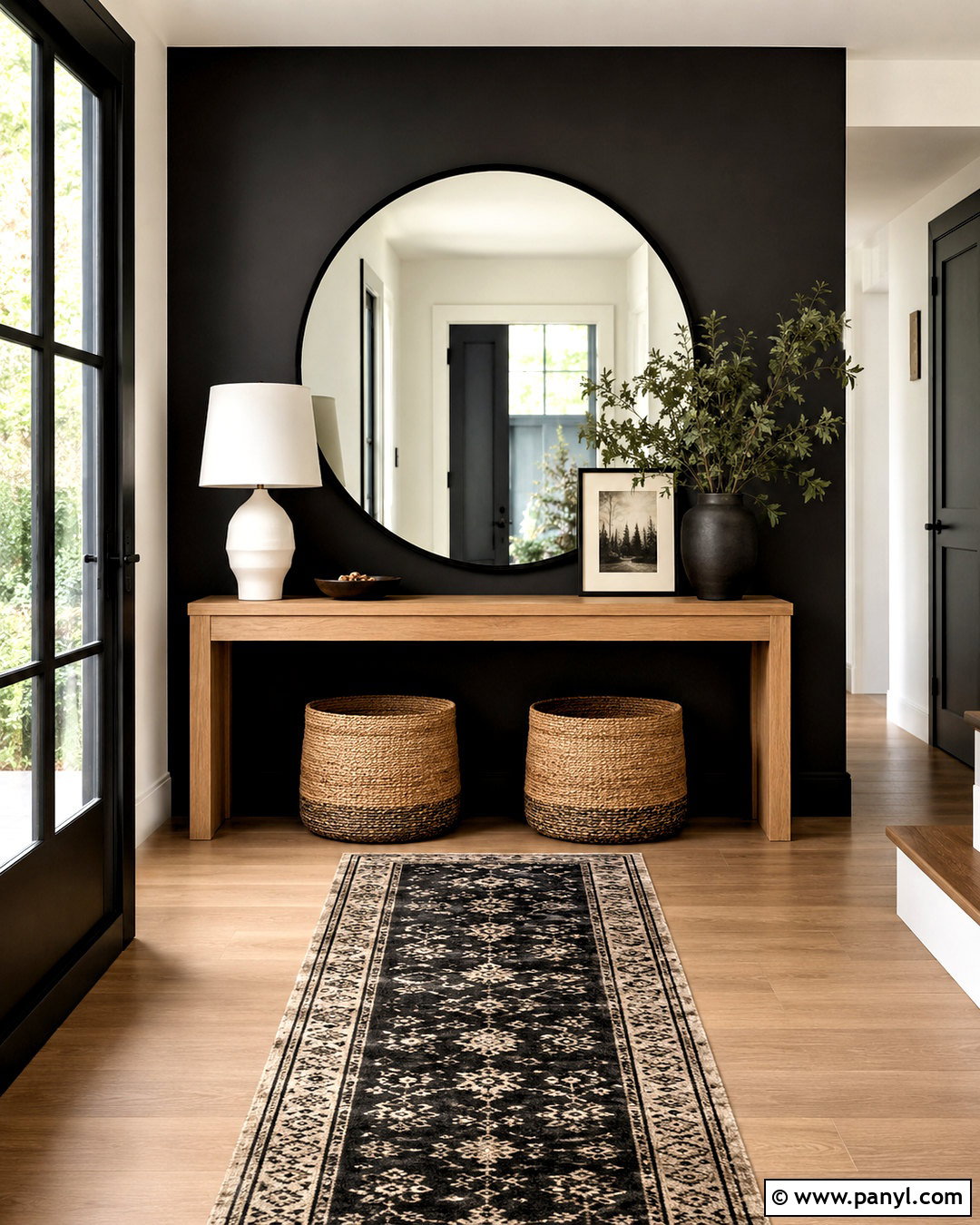 Black Modern Entryway With a Console - 20 black modern room ideas