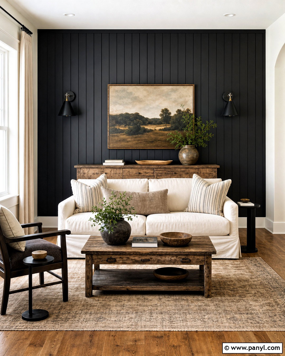 Black Modern Farmhouse Accent Wall - 20 black accent wall ideas