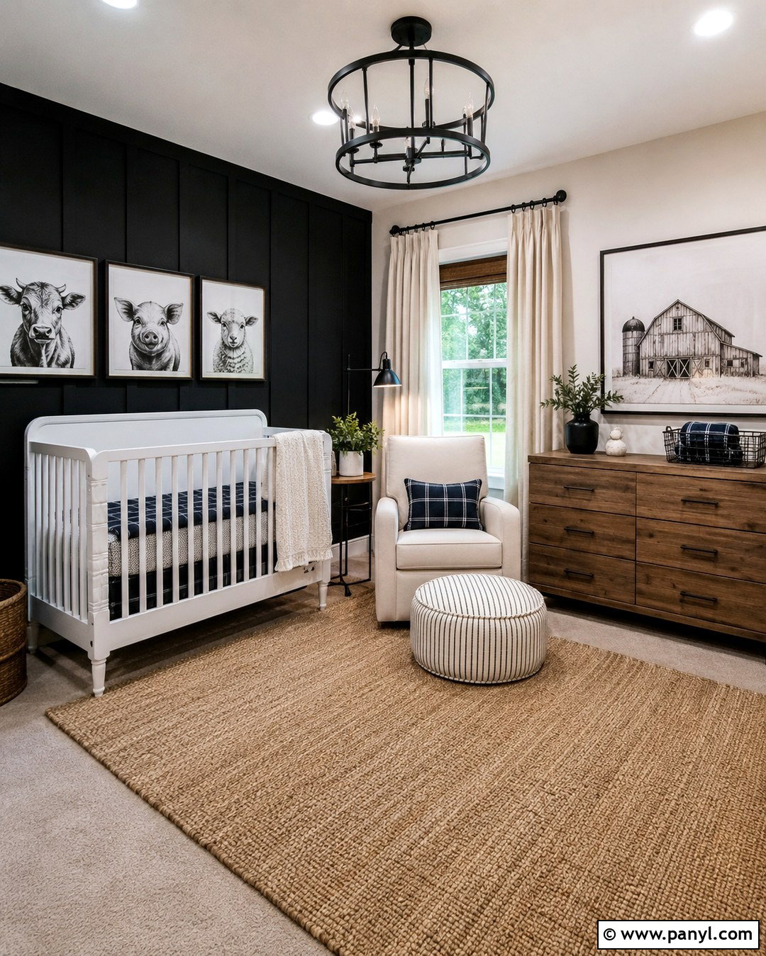 Black Modern Farmhouse Nursery - 20 Black Accent Wall Nursery Boy Ideas