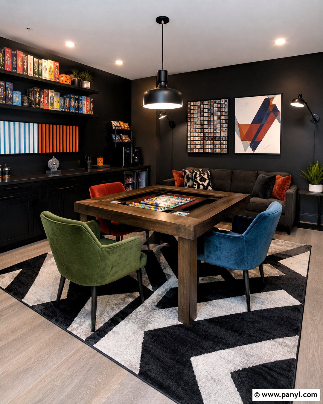 Black Modern Game Room With Color Accents - 20 black modern room ideas