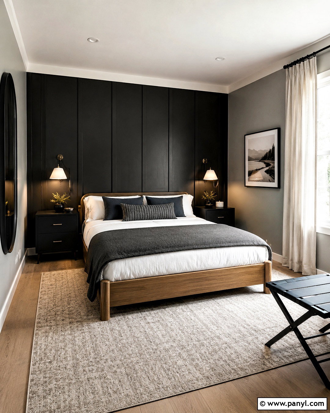 Black Modern Guest Room With Soft Gray - 20 black modern room ideas