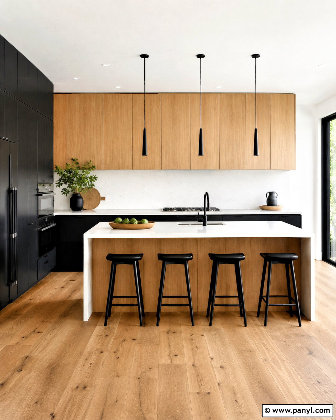 Black Modern Kitchen With Oak Cabinets - 20 black modern room ideas