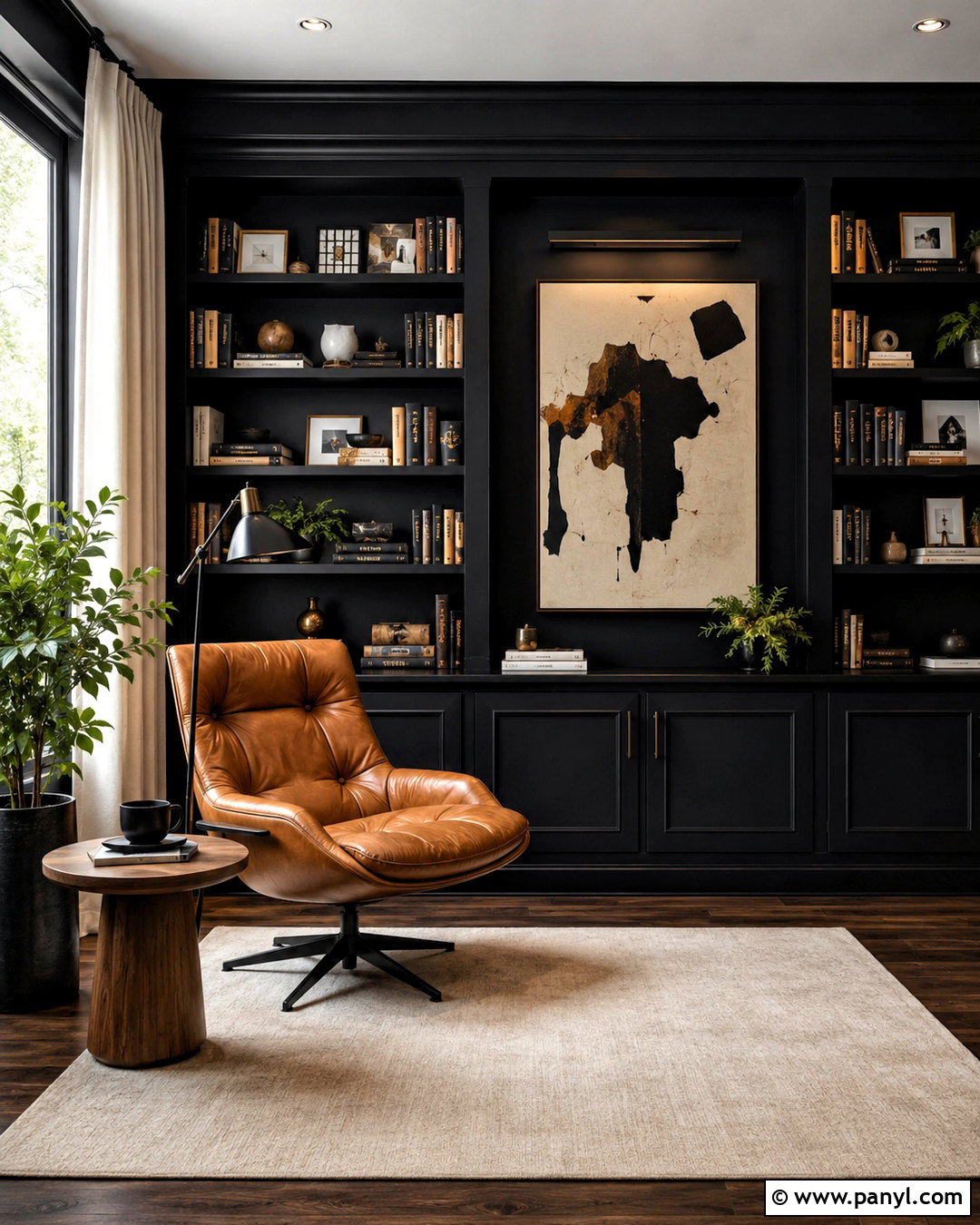 Black Modern Reading Room With Shelving - 20 black modern room ideas