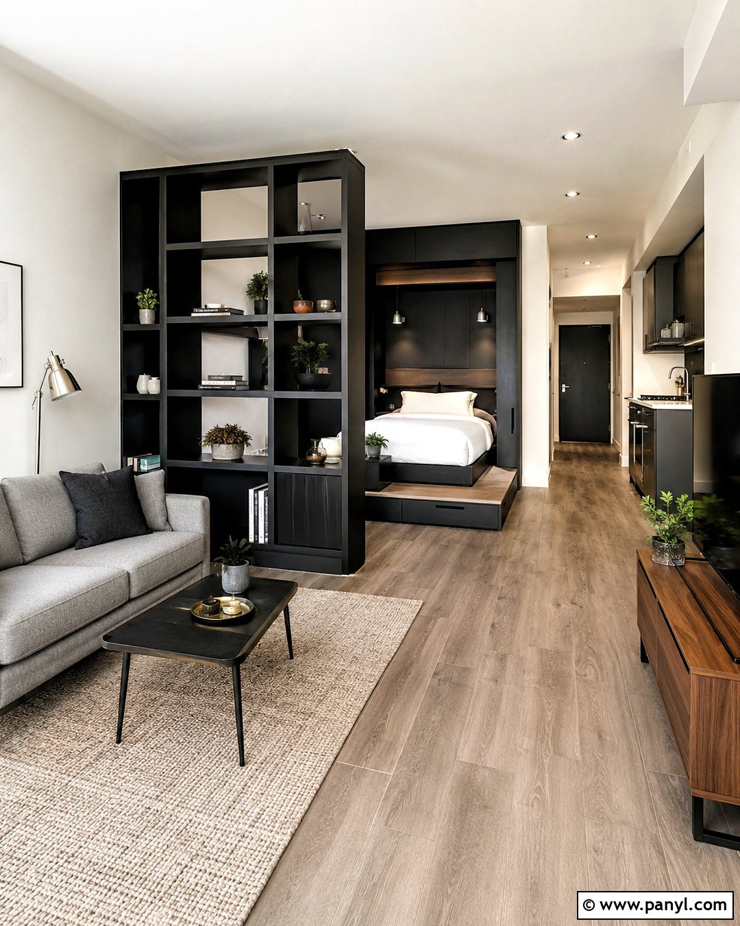 Black Modern Studio Apartment - 20 black modern room ideas