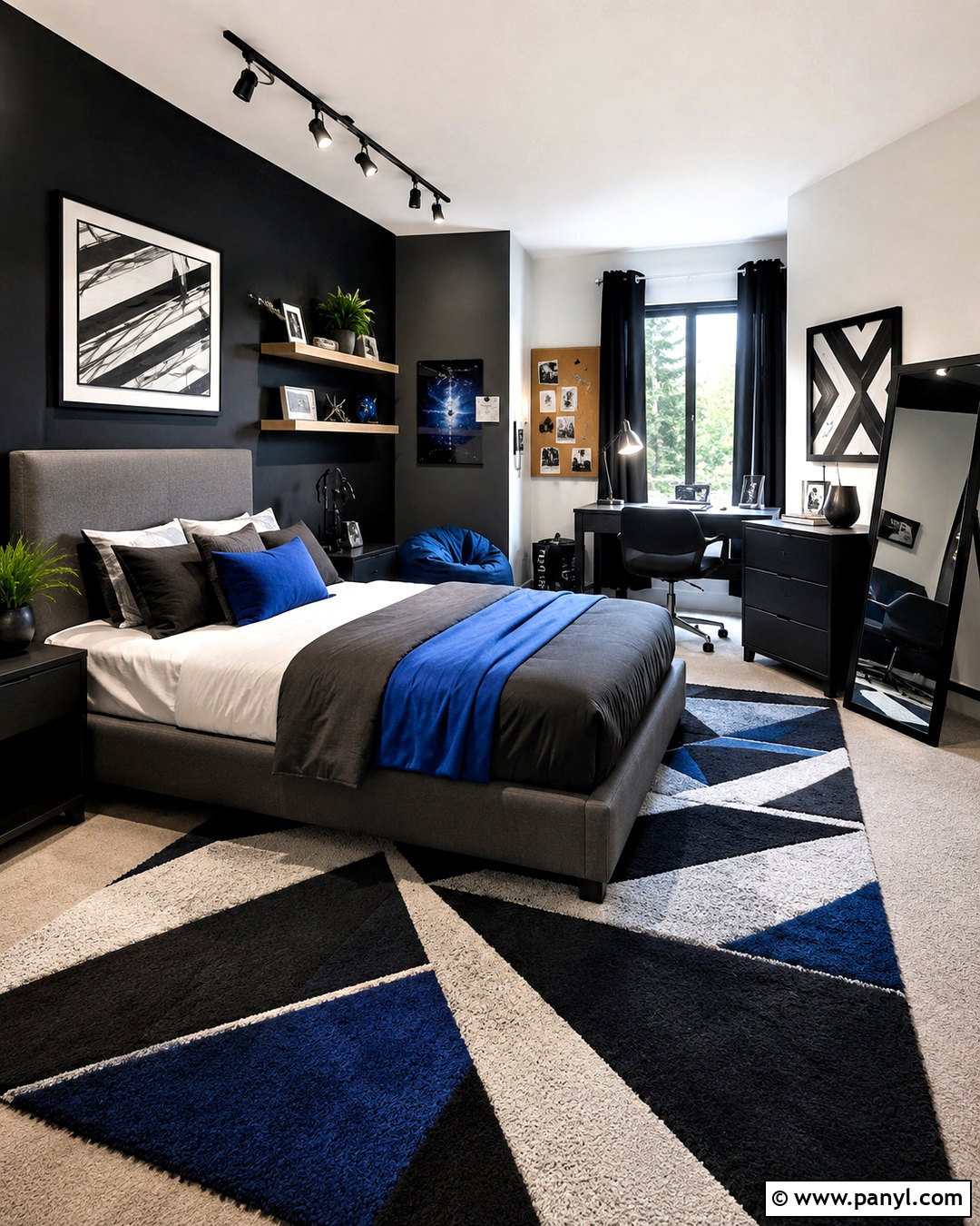 Black Modern Teen Room With Graphic Decor - 20 black modern room ideas