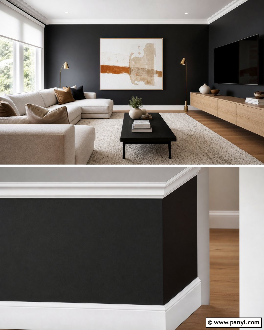 Black Modern Wall With White Trim - 20 Black Wall With White Trim Ideas