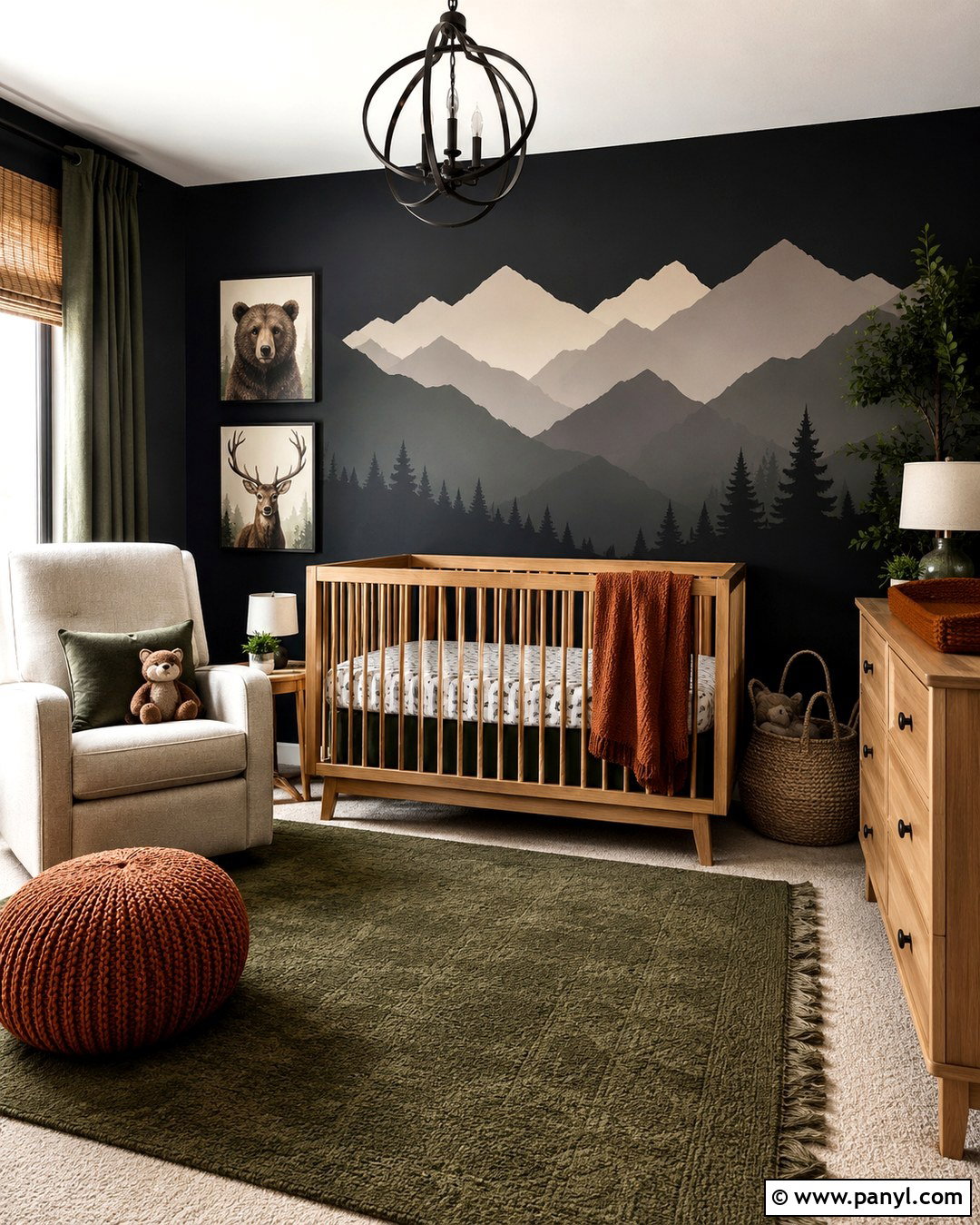 Black Mountain Mural Nursery - 20 Black Accent Wall Nursery Boy Ideas