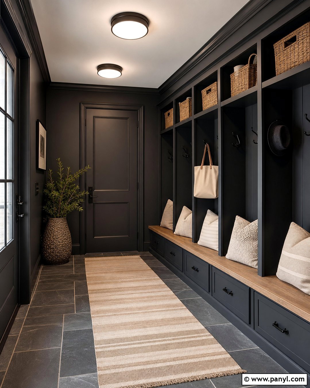 Black Mudroom - 35 black painted room ideas