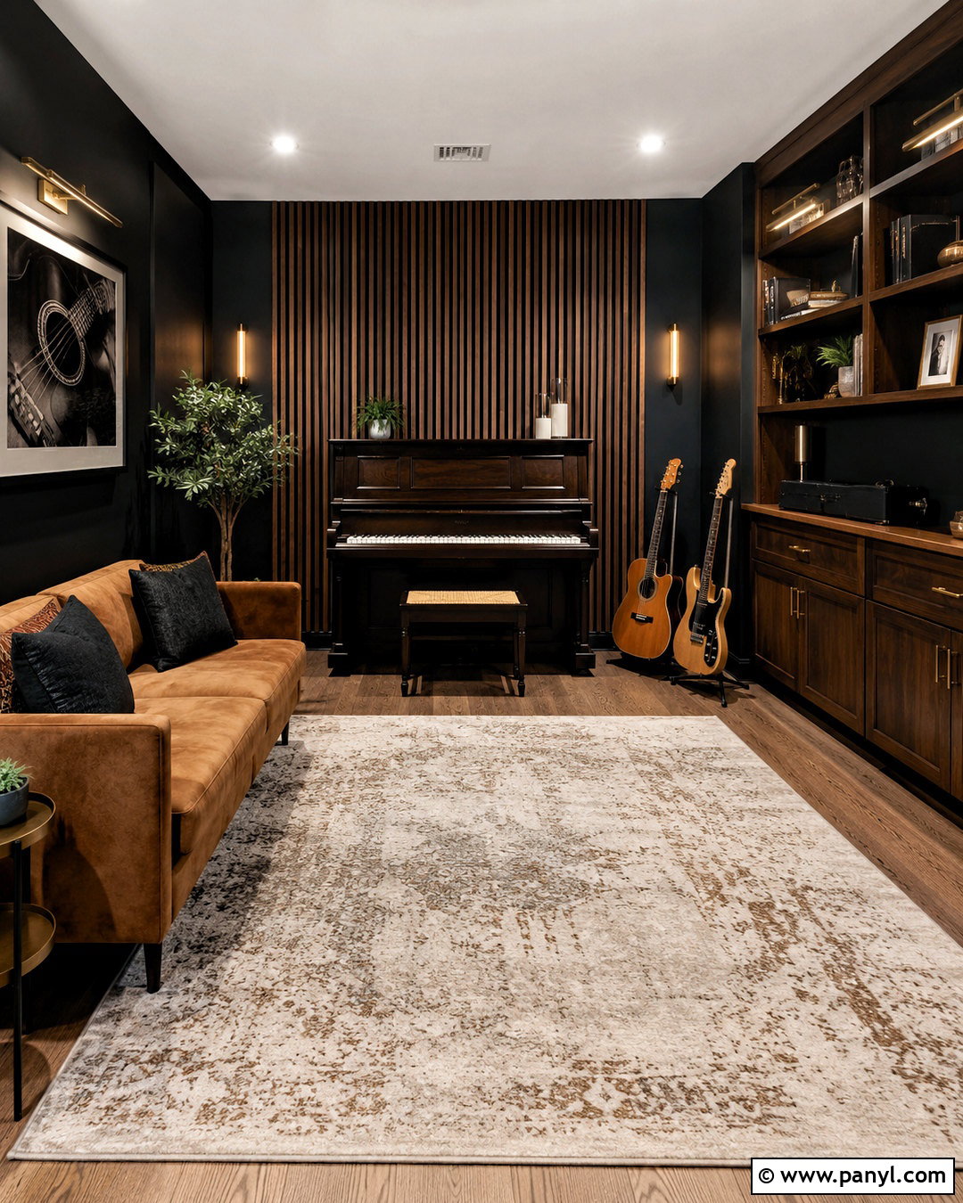 Black Music Room - 20 modern music room ideas