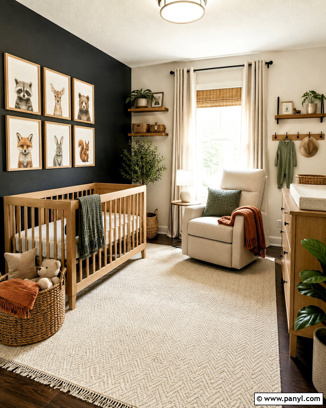 Black Nursery Accent Wall - 40 Black Painted Walls