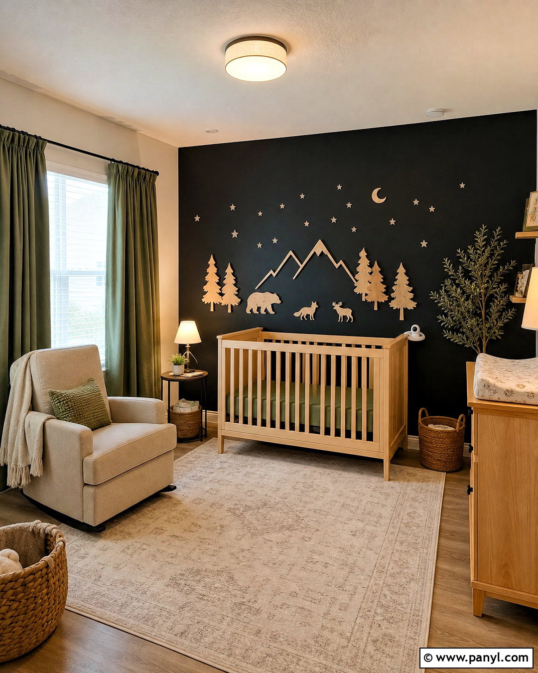 Black Nursery Wall With Natural Wood - 20 black interior walls