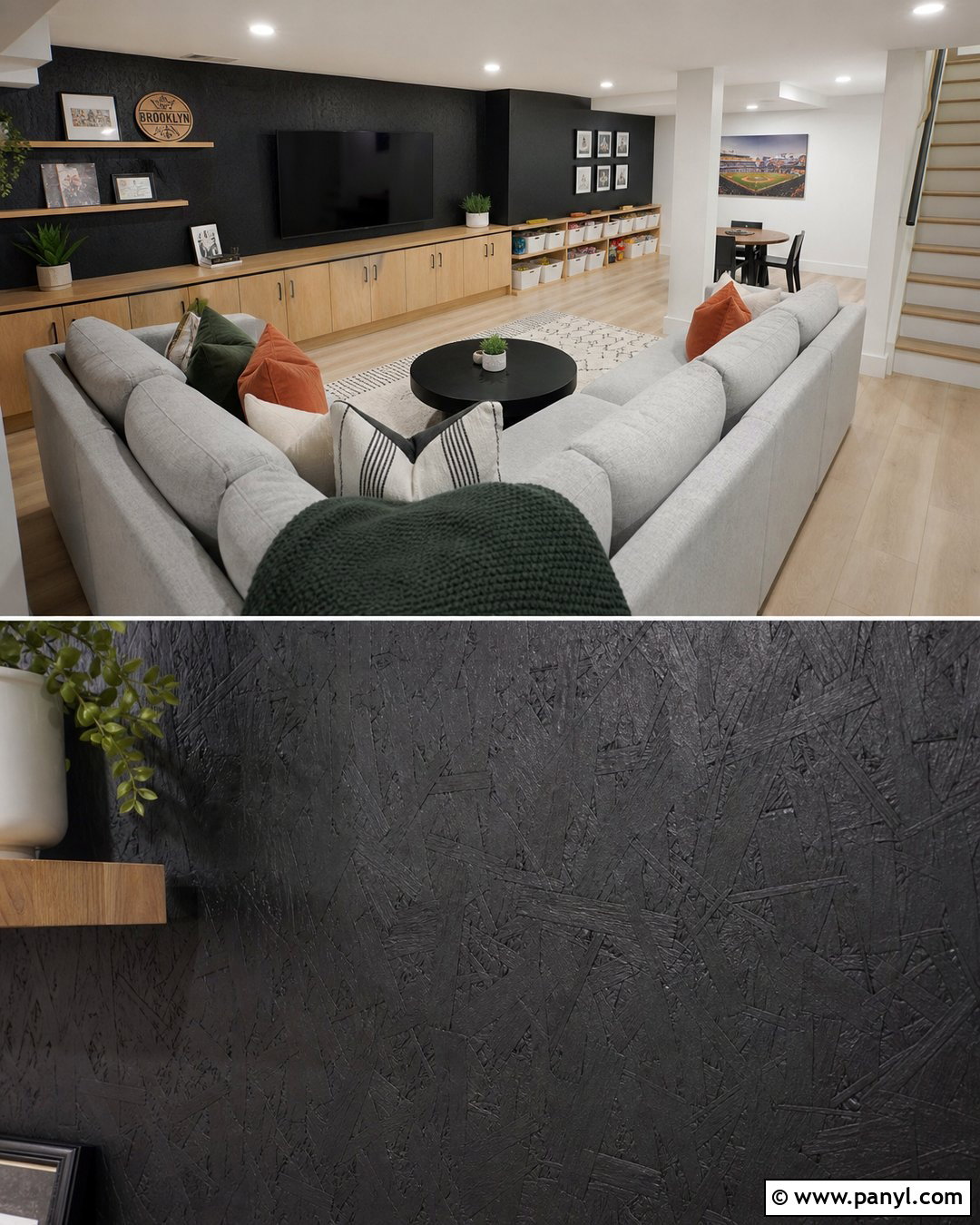 Black OSB Basement Walls - 20 Black Painted Osb Walls