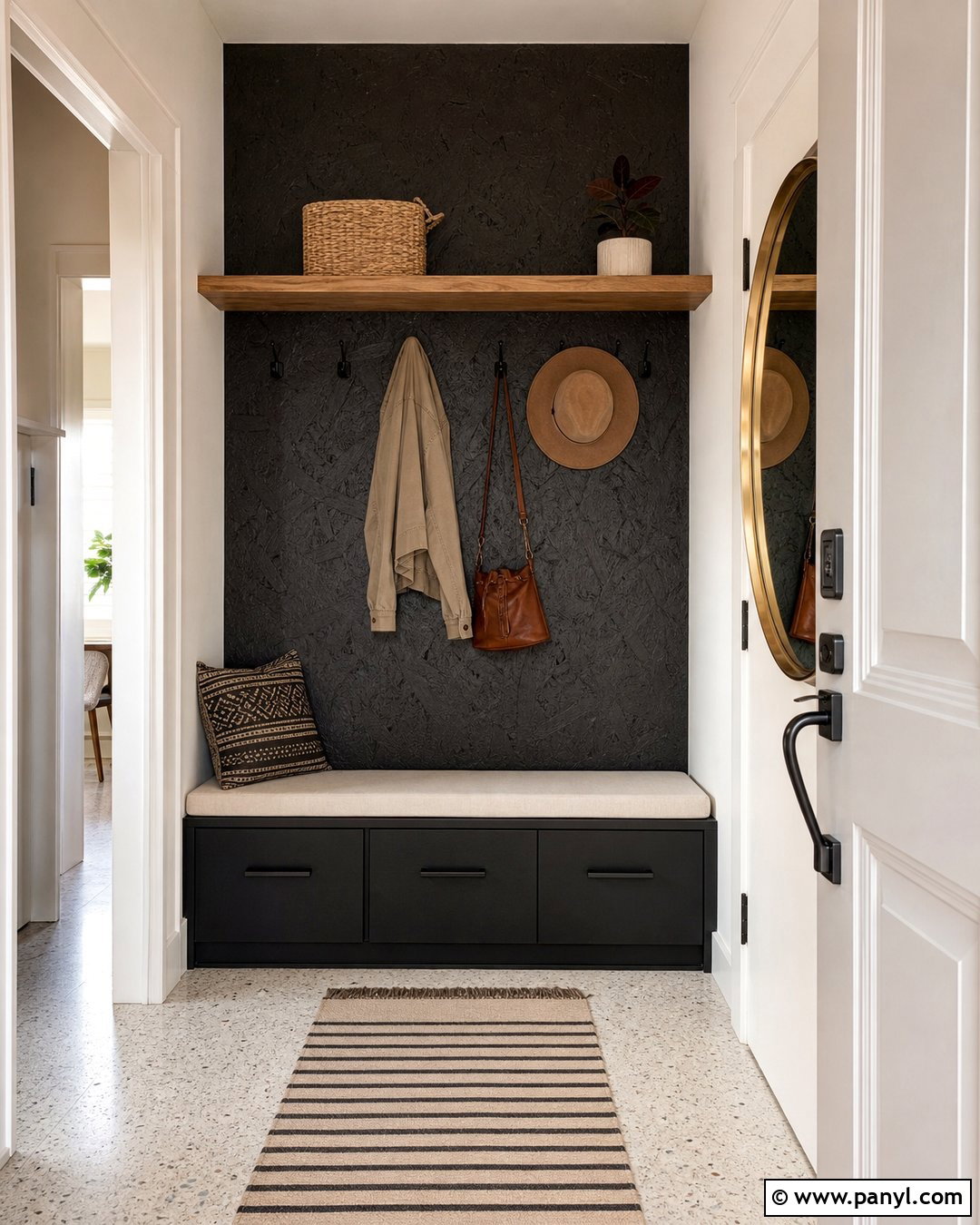 Black OSB Entryway Walls - 20 Black Painted Osb Walls
