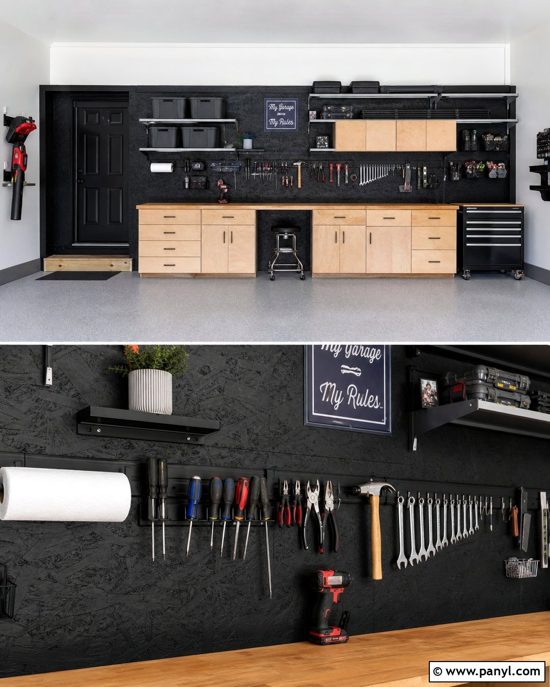 Black OSB Garage Walls - 20 Black Painted Osb Walls