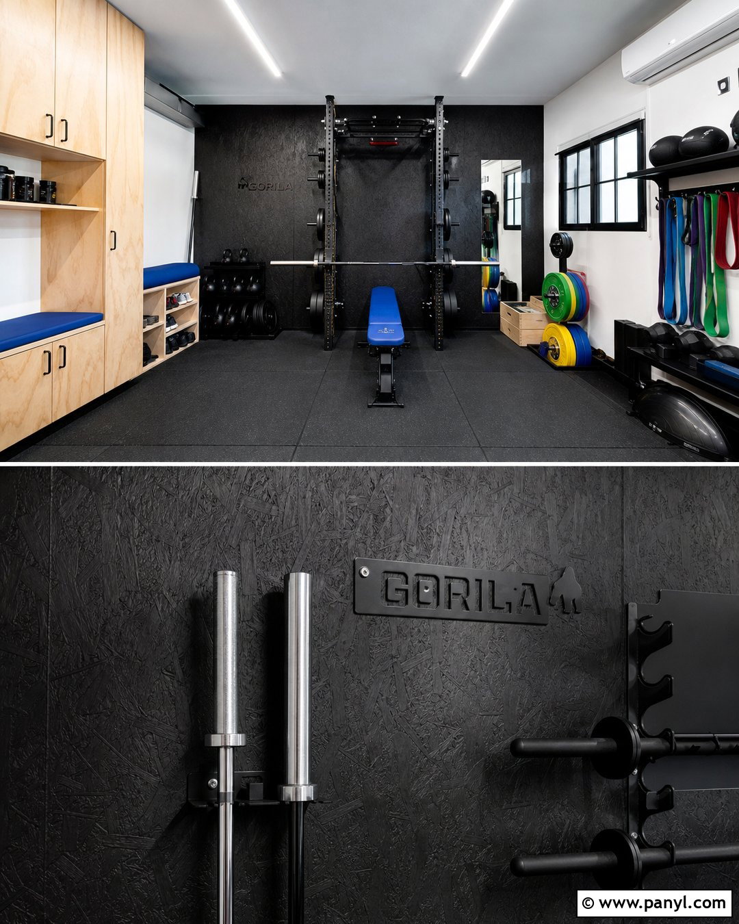 Black OSB Home Gym Walls - 20 Black Painted Osb Walls