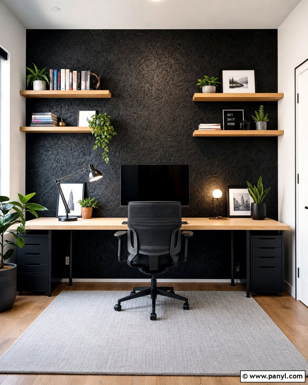 Black OSB Home Office Walls - 20 Black Painted Osb Walls
