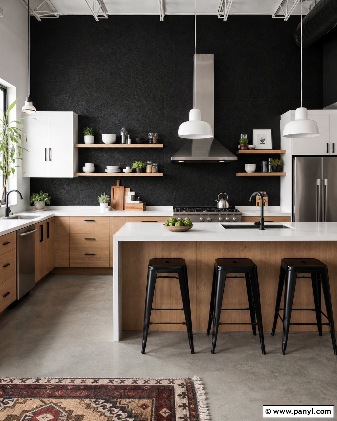 Black OSB Kitchen Walls - 20 Black Painted Osb Walls