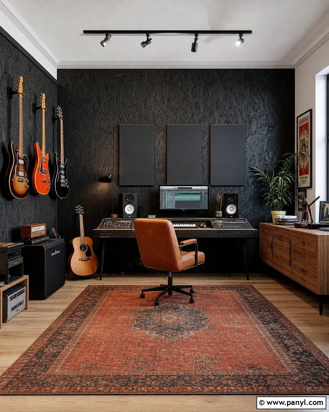 Black OSB Music Room Walls - 20 Black Painted Osb Walls
