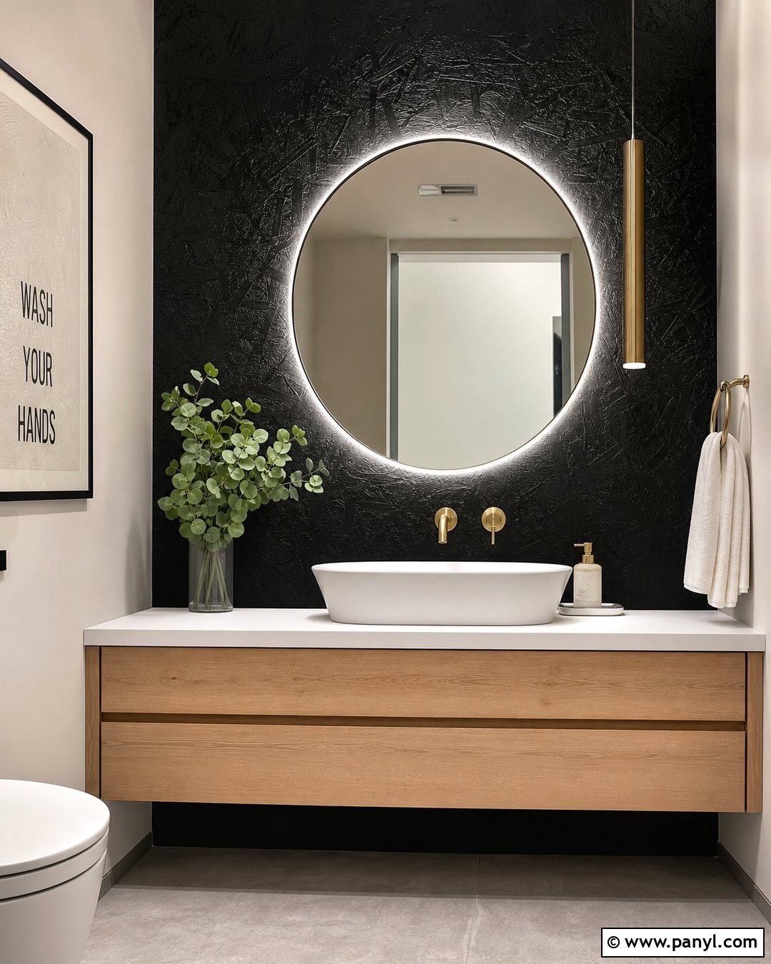 Black OSB Powder Room Walls - 20 Black Painted Osb Walls