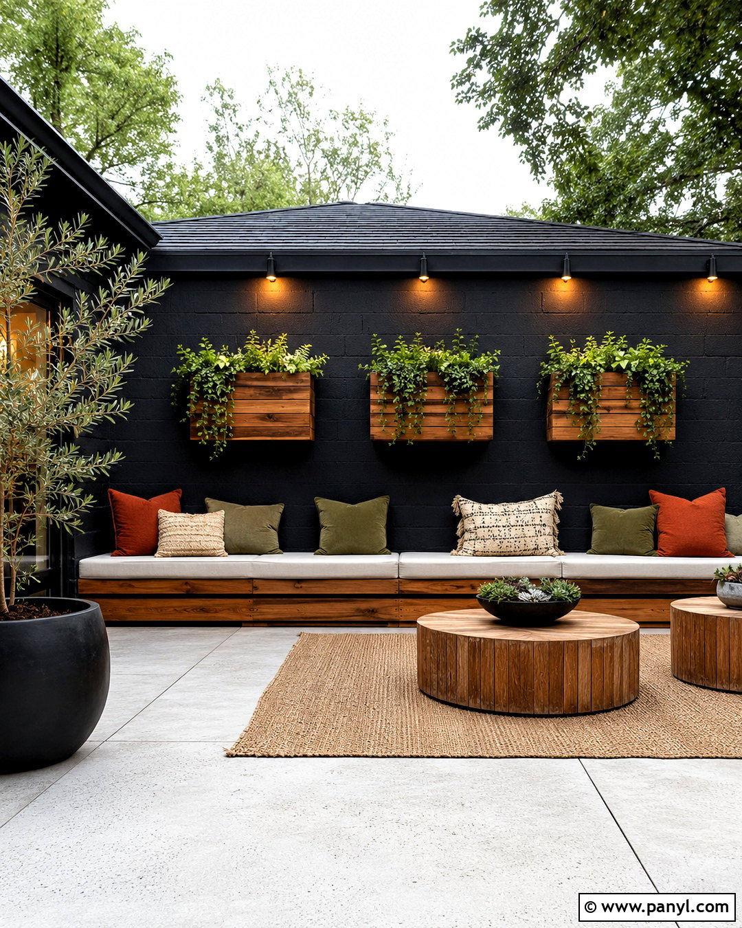Black Outside Wall With Wood Accents - 20 outside wall ideas