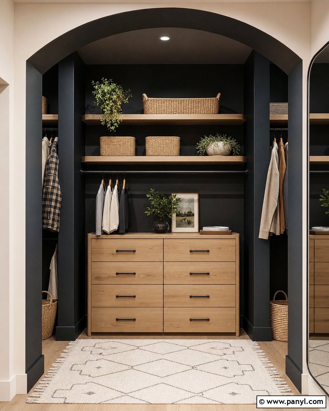 Black Painted Arch In A Closet Nook - 20 Black Accent Wall Closet Ideas